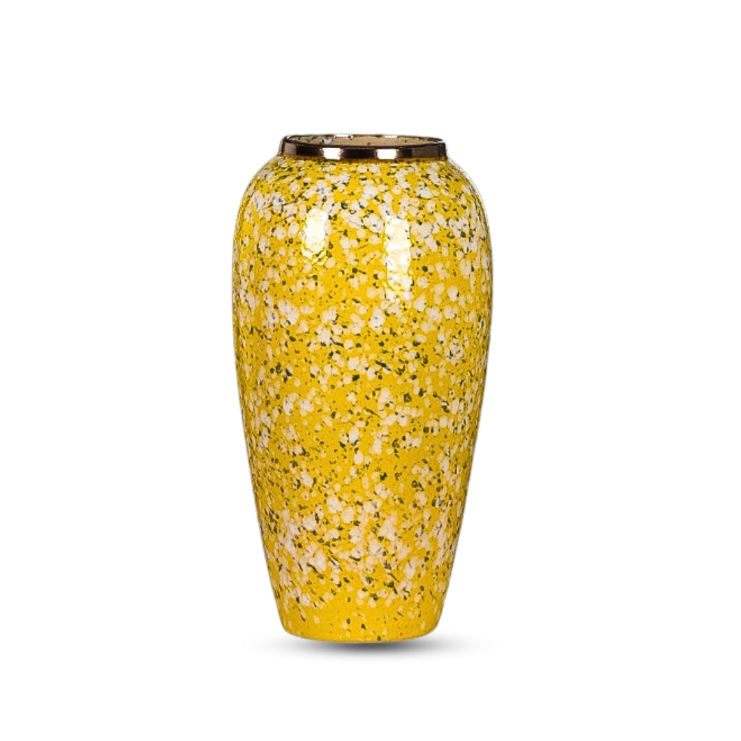 NNEAGS 35x17cm Yellow with White Mini Floral Large Ceramic Flower Vase Elegant Living Room Home Decor