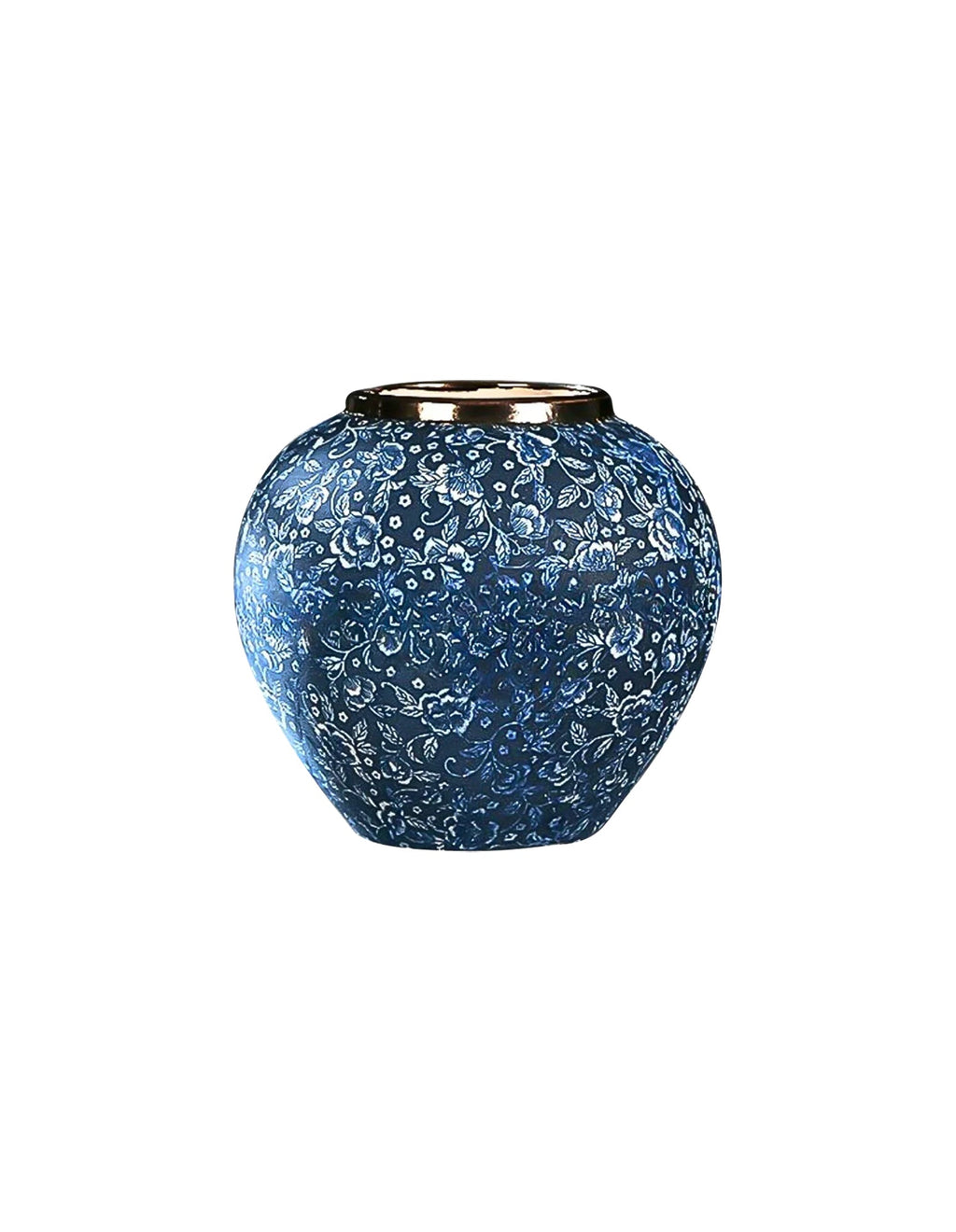 SOGA 21x22cm Blue with White Mini Floral Small Ceramic Flower Vase Elegant Living Room Home Decor