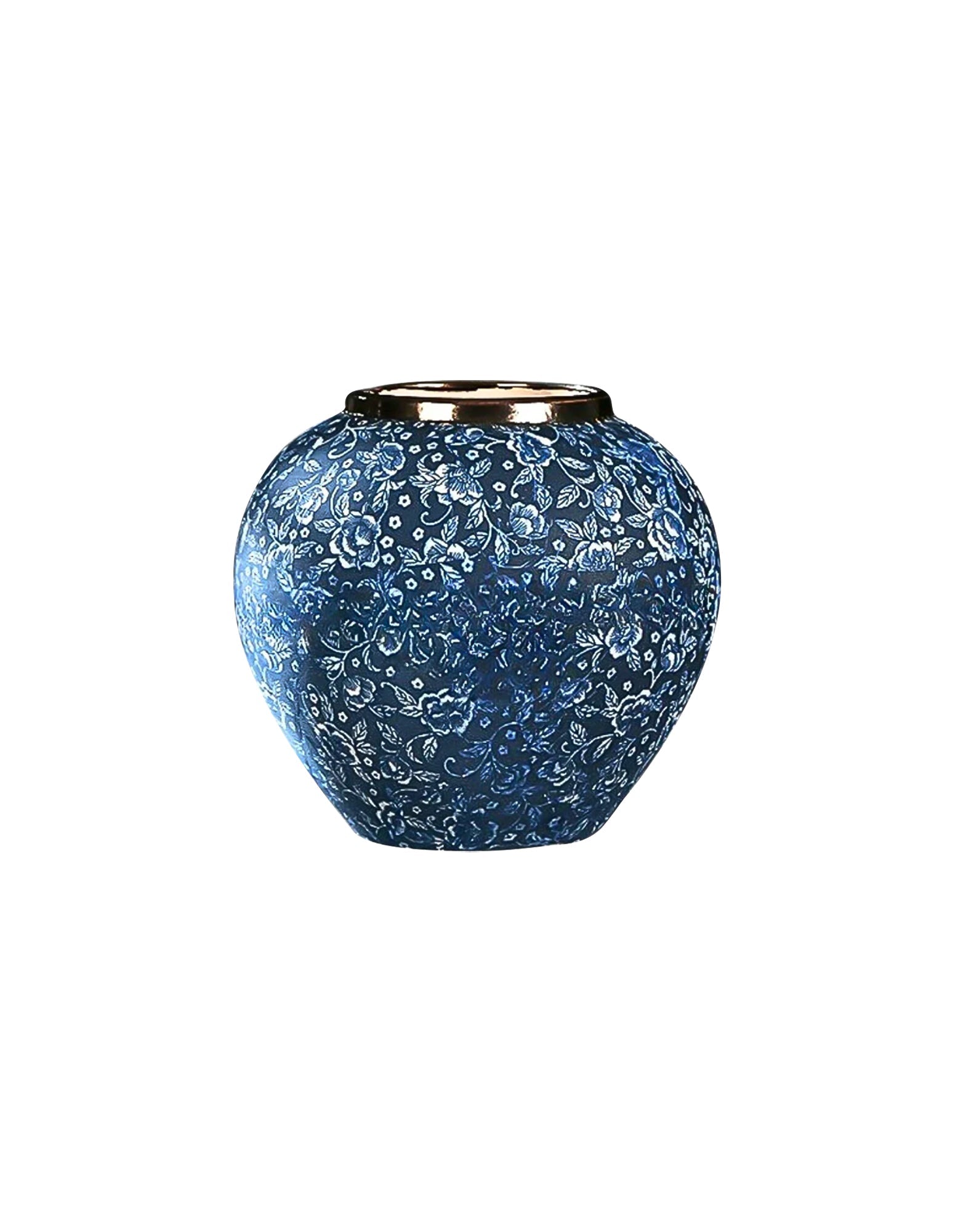 SOGA 21x22cm Blue with White Mini Floral Small Ceramic Flower Vase Elegant Living Room Home Decor