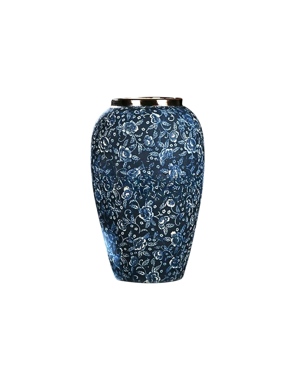 SOGA 30x19cm Blue with White Mini Floral Medium Ceramic Flower Vase Elegant Living Room Home Decor