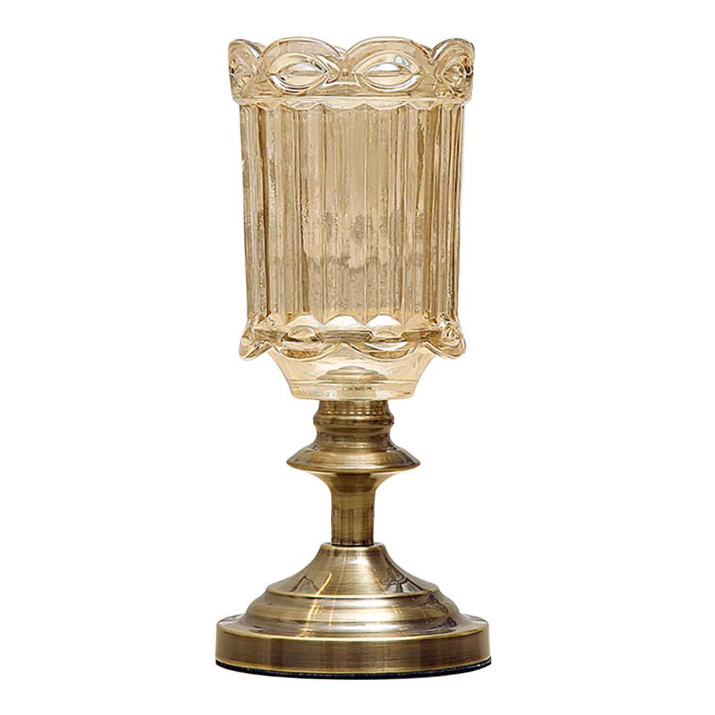 NNEAGS 28.5cm Transparent Glass Flower Vase with Metal Base Filler Vase