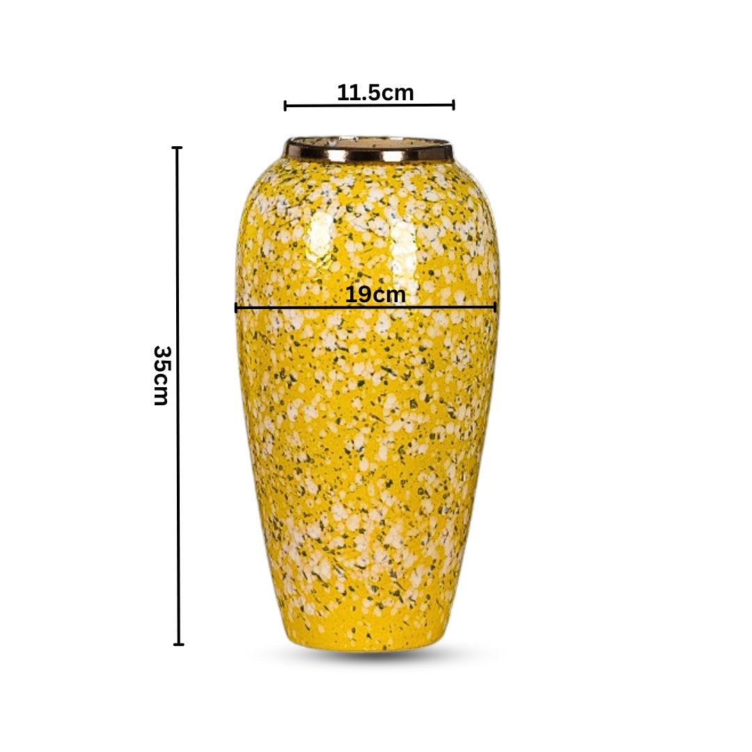 NNEAGS 35x17cm Yellow with White Mini Floral Large Ceramic Flower Vase Elegant Living Room Home Decor