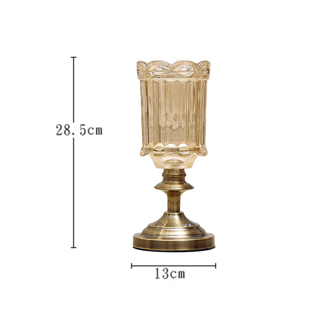 NNEAGS 28.5cm Transparent Glass Flower Vase with Metal Base Filler Vase