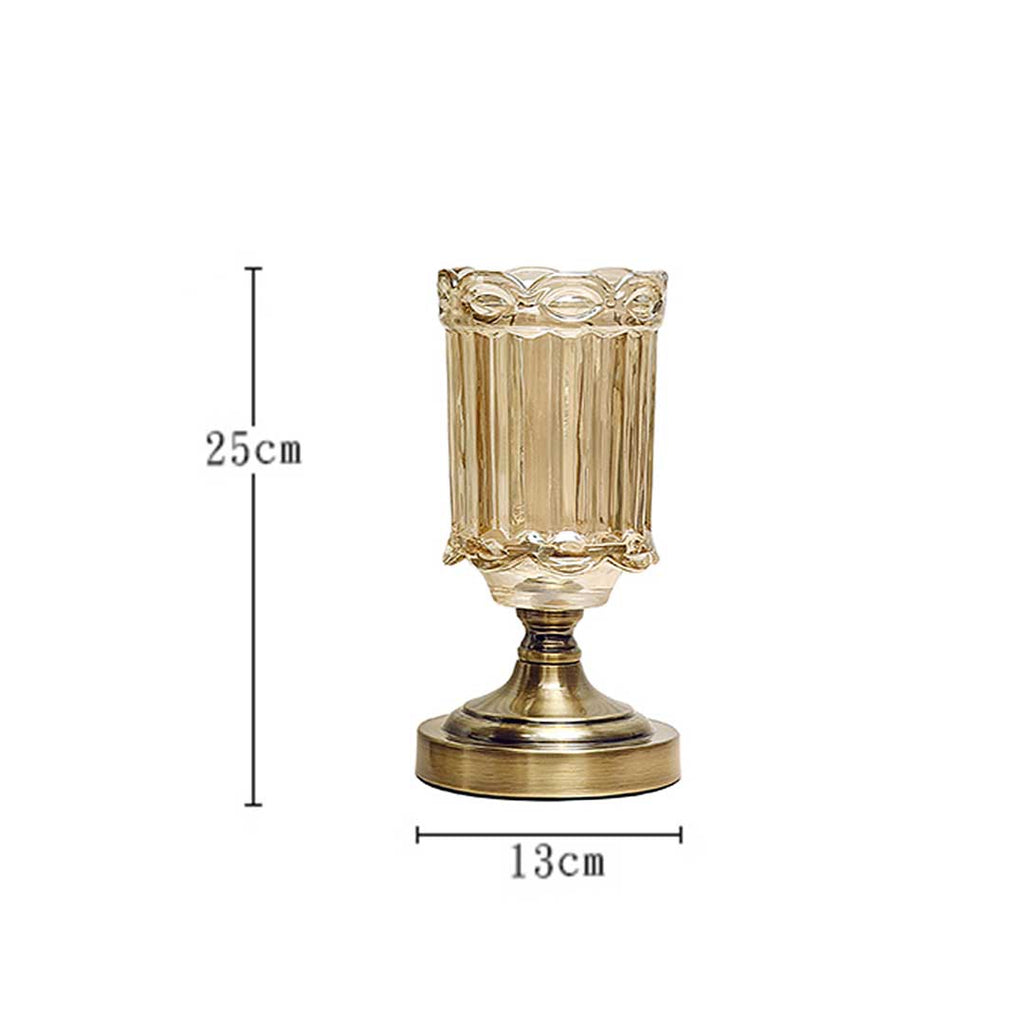 NNEAGS 25cm Transparent Glass Flower Vase with Metal Base Filler Vase