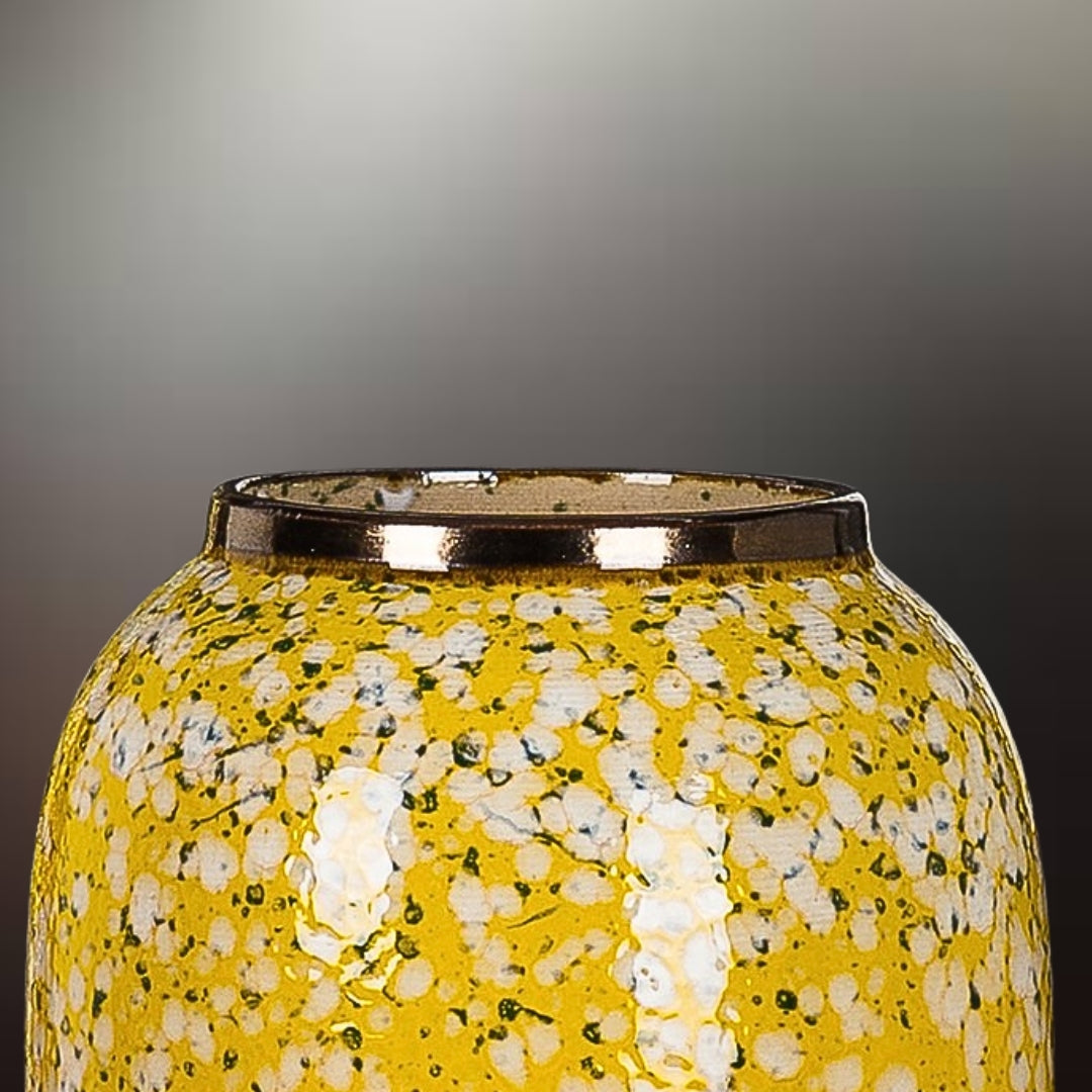 NNEAGS 35x17cm Yellow with White Mini Floral Large Ceramic Flower Vase Elegant Living Room Home Decor