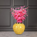NNEAGS 21x22cm Yellow with White Mini Floral Small Ceramic Flower Vase Elegant Living Room Home Decor