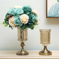 NNEAGS 25cm Transparent Glass Flower Vase with Metal Base Filler Vase