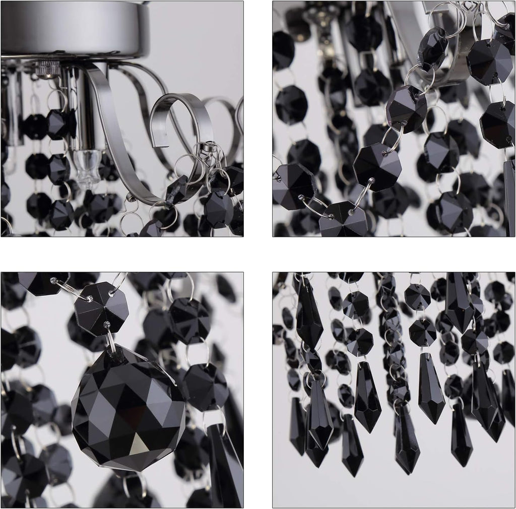 Black Crystal Flush Mount Ceiling Light 3 Light G9