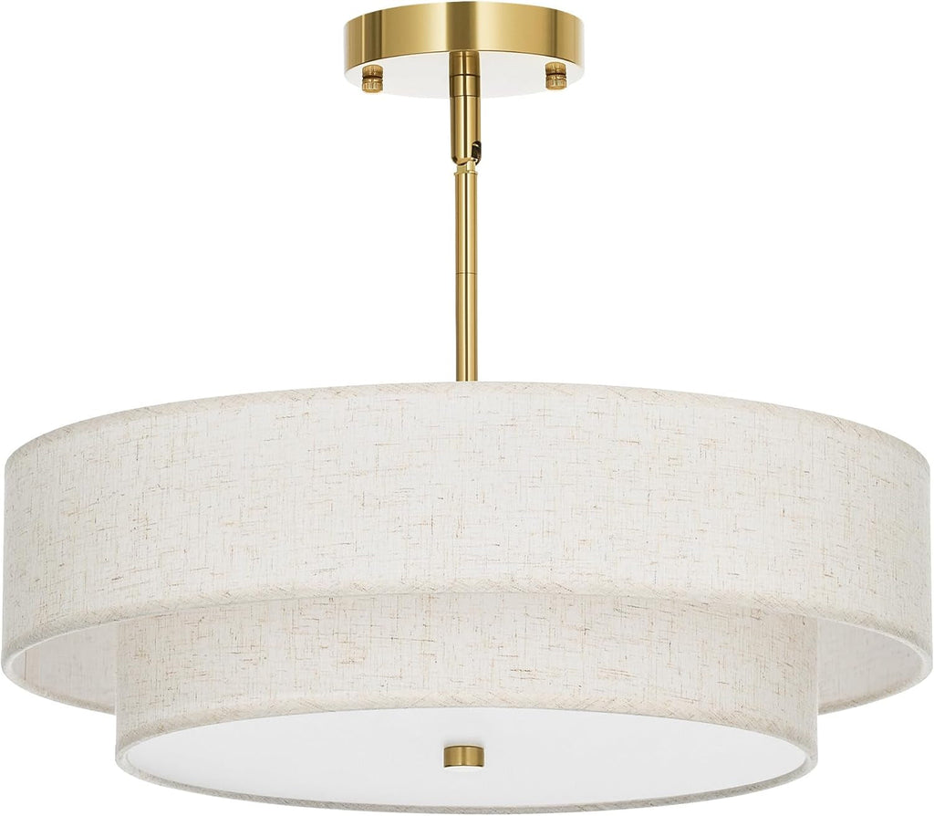 4 Light Drum Chandelier 18 Inch Antique Brass Pendant Light