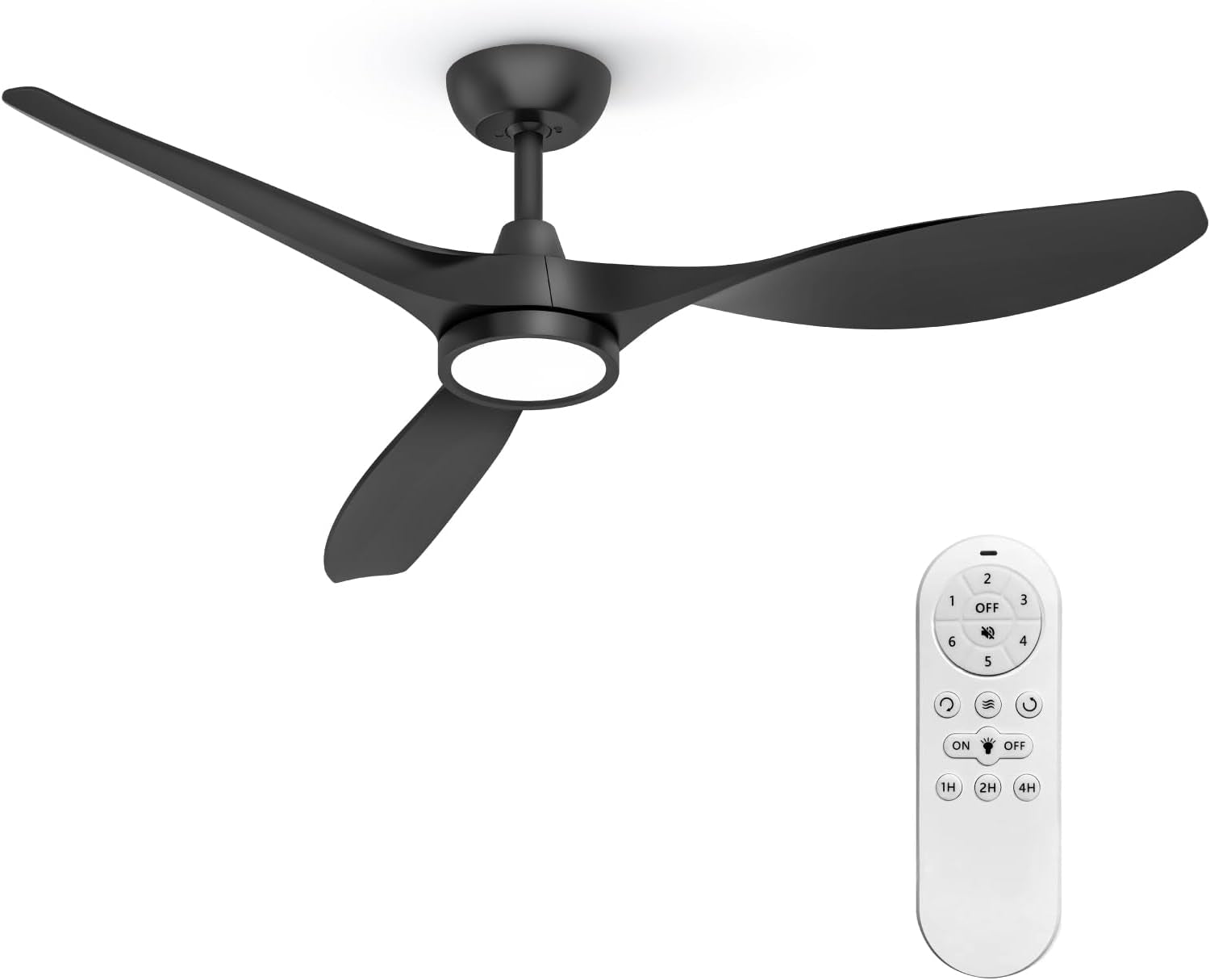 52 Inch Black Ceiling Fan With Remote And Light DC Motor