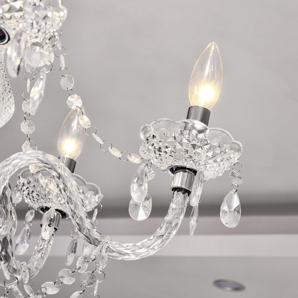 2 Pack 5 Light Crystal Pendant Lights Plug In With Clear Cord And On