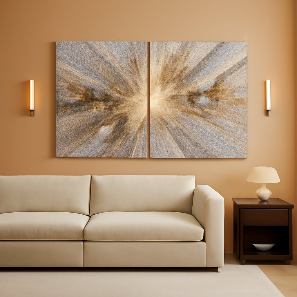 Contemporary Canvas Wall Art 20x40Inches White Brown
