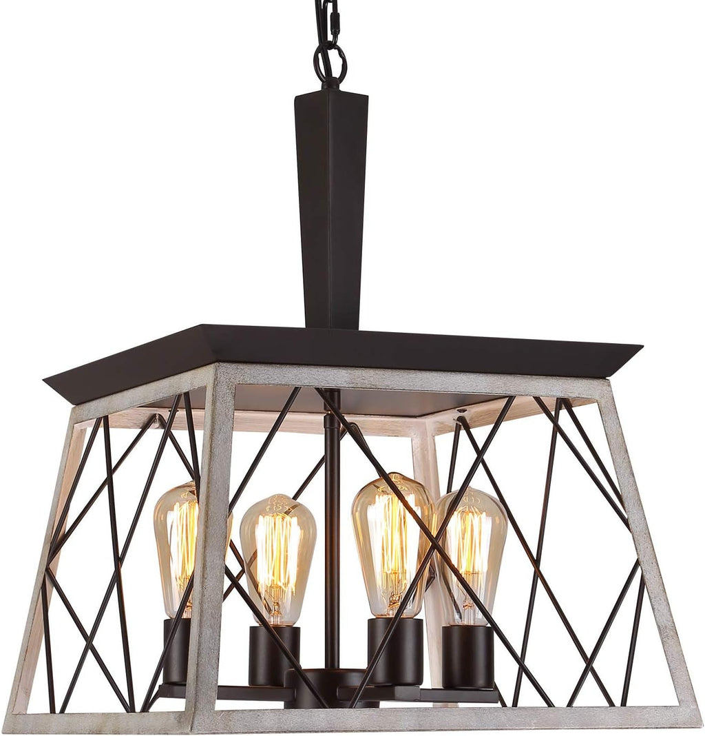 4 Light Farmhouse Vintage Chandelier White Oak Finish