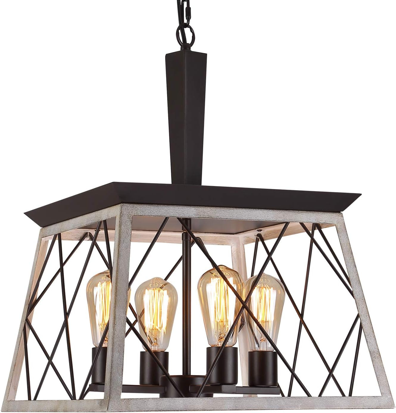 4 Light Farmhouse Vintage Chandelier White Oak Finish