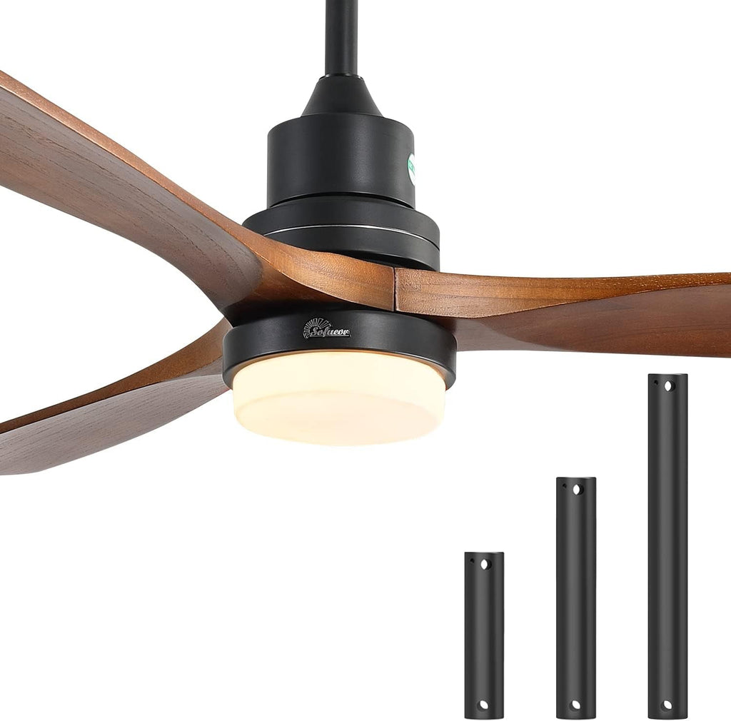 52 Inch Ceiling Fan With Lights Remote Control Matte Black