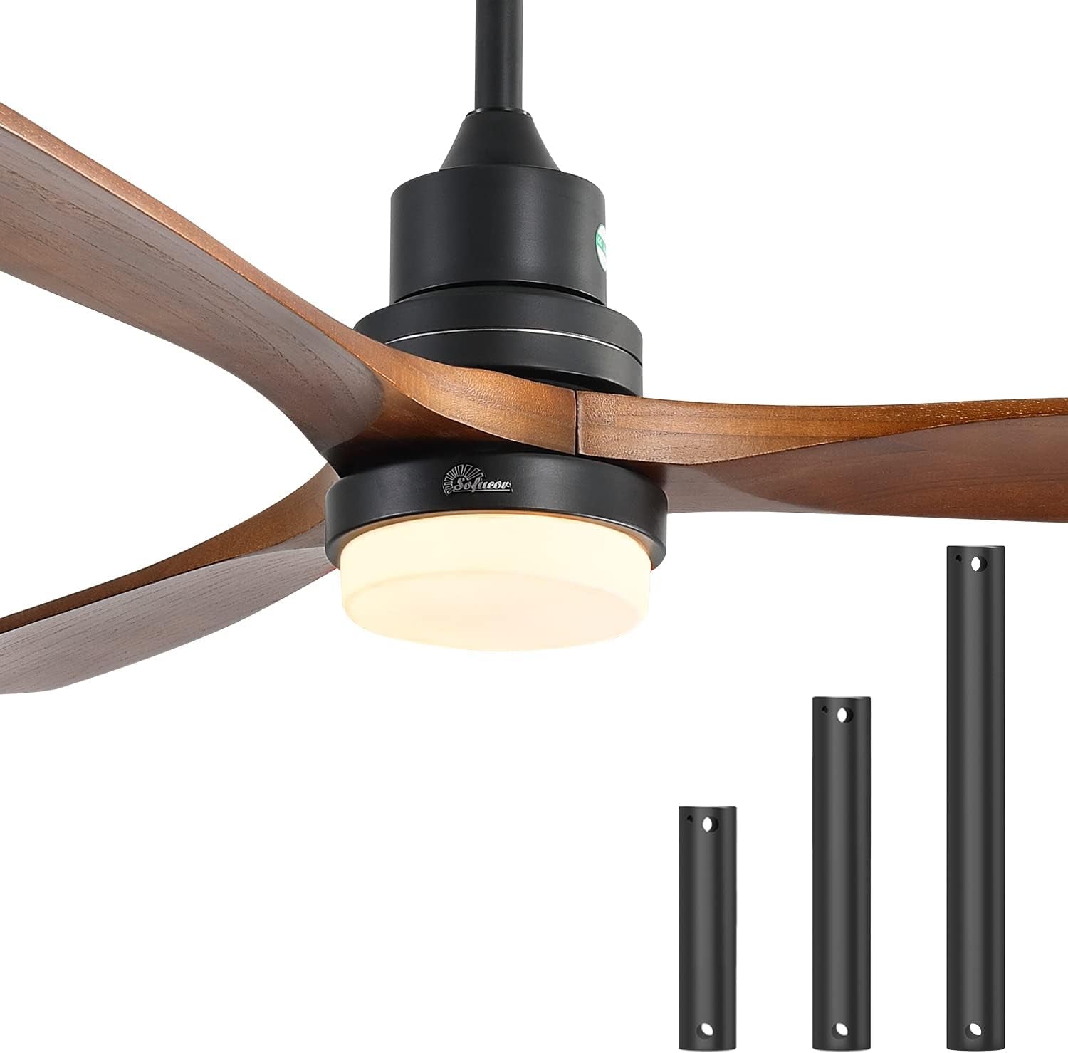 52 Inch Ceiling Fan With Lights Remote Control Matte Black