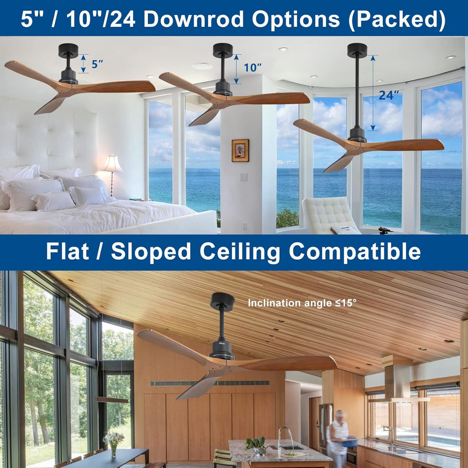 52 Inch Low Profile Ceiling Fan With Remote Indoor Outdoor