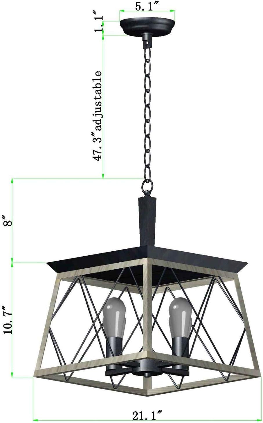 4 Light Farmhouse Vintage Chandelier White Oak Finish