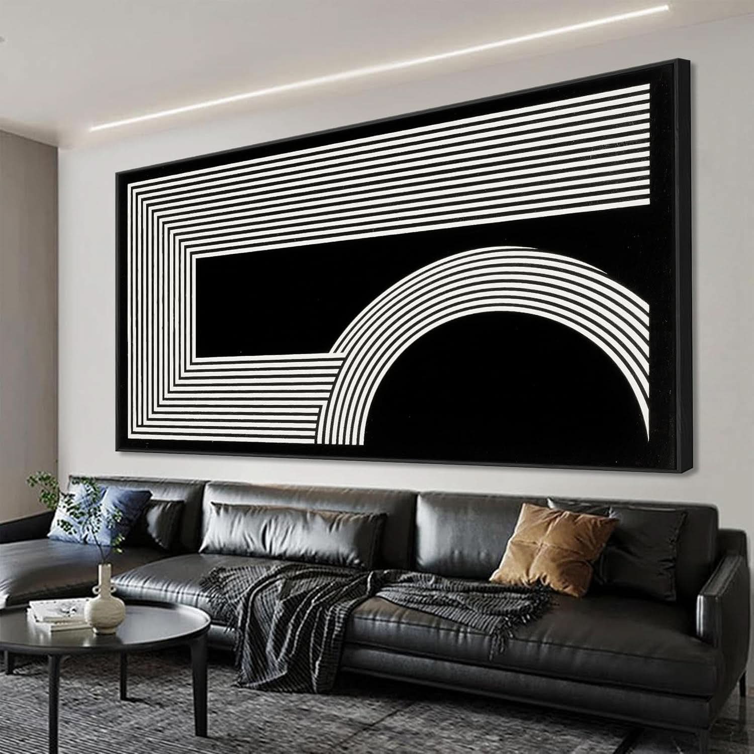 Monochrome Contemporary Canvas Wall Art 24x48 Inches
