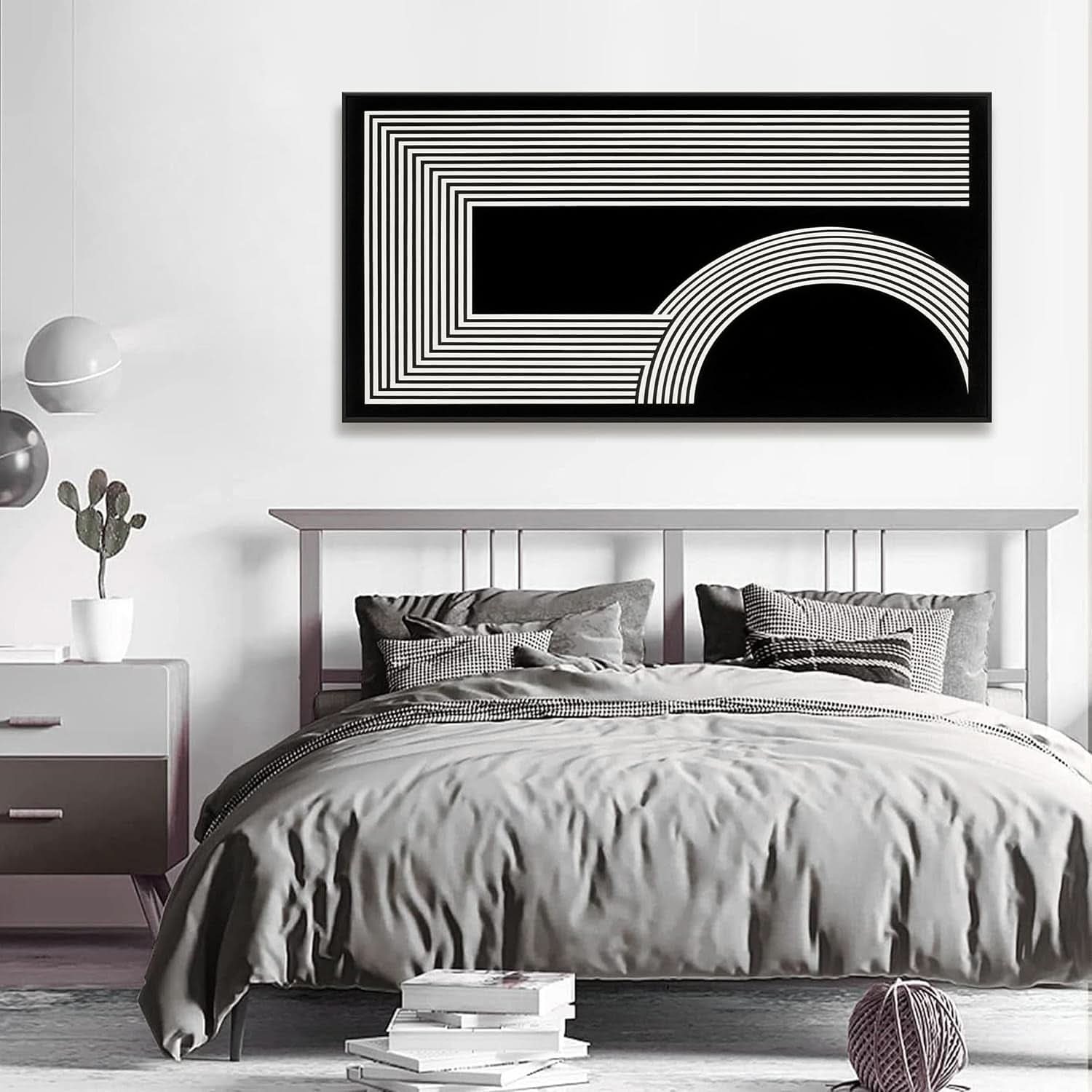 Monochrome Contemporary Canvas Wall Art 24x48 Inches
