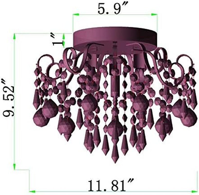 Black Crystal Flush Mount Ceiling Light 3 Light G9