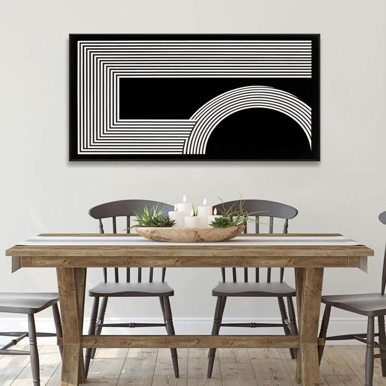 Monochrome Contemporary Canvas Wall Art 24x48 Inches