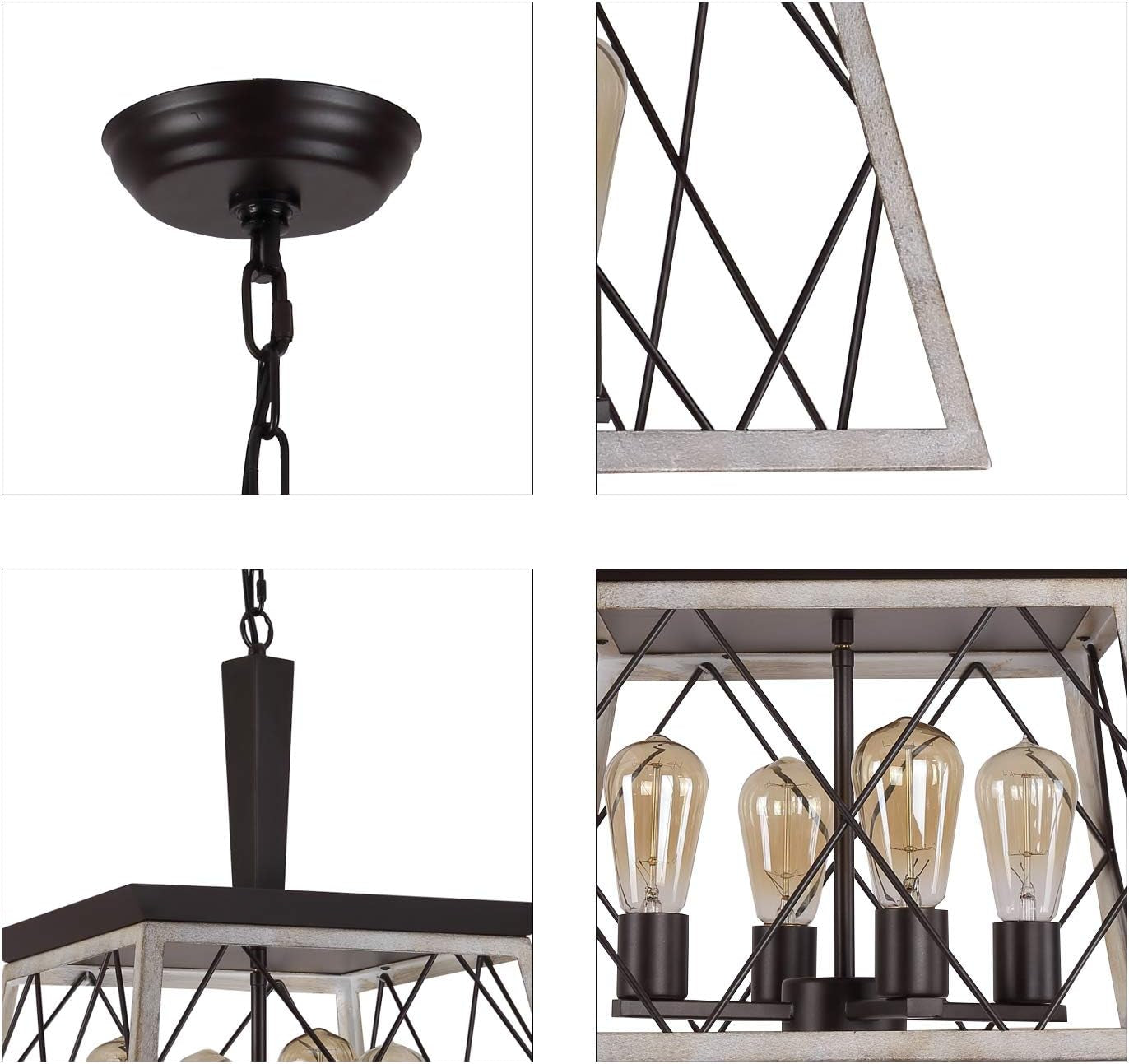 4 Light Farmhouse Vintage Chandelier White Oak Finish