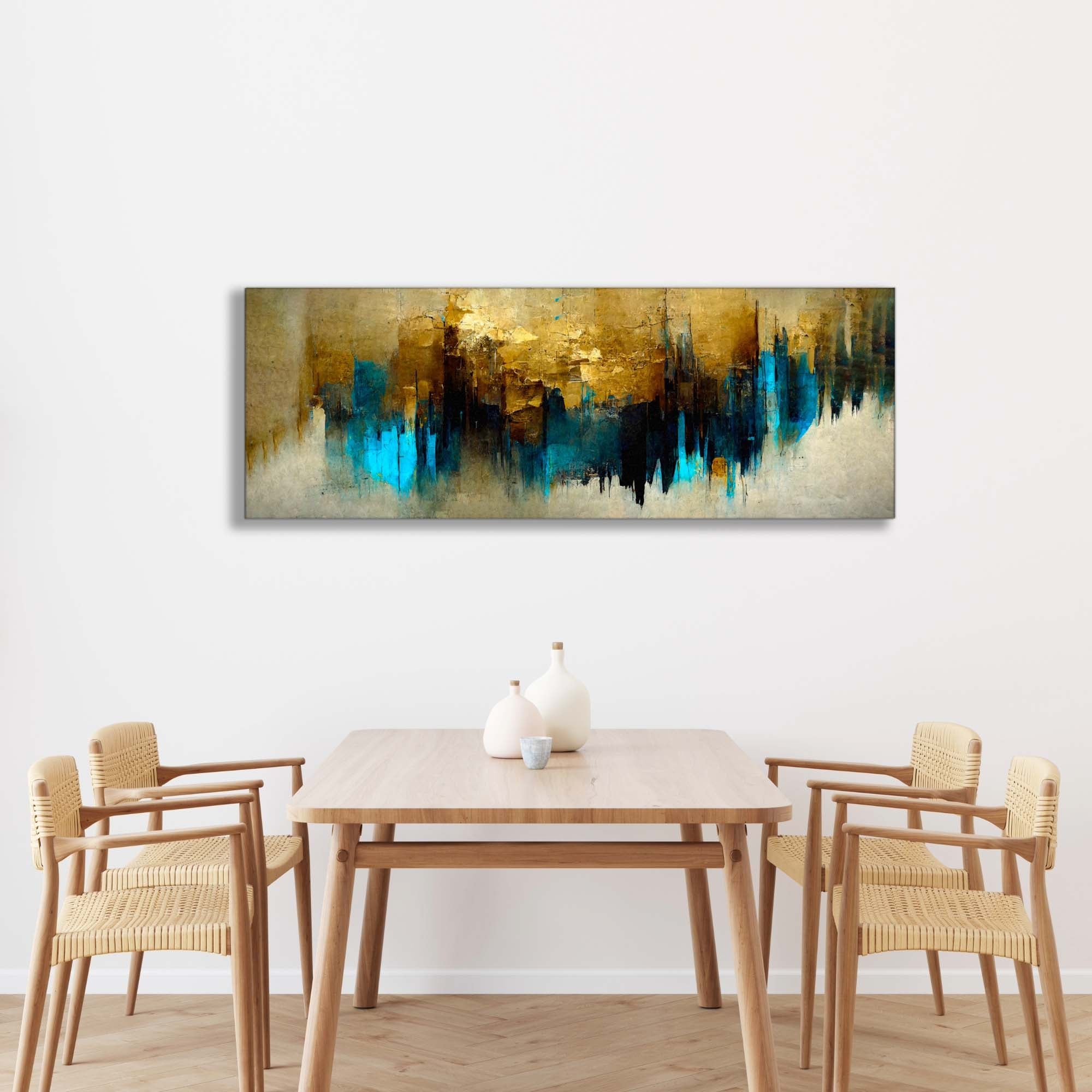 Gold and Blue Abstract-Canvas Wall art- Fine Art