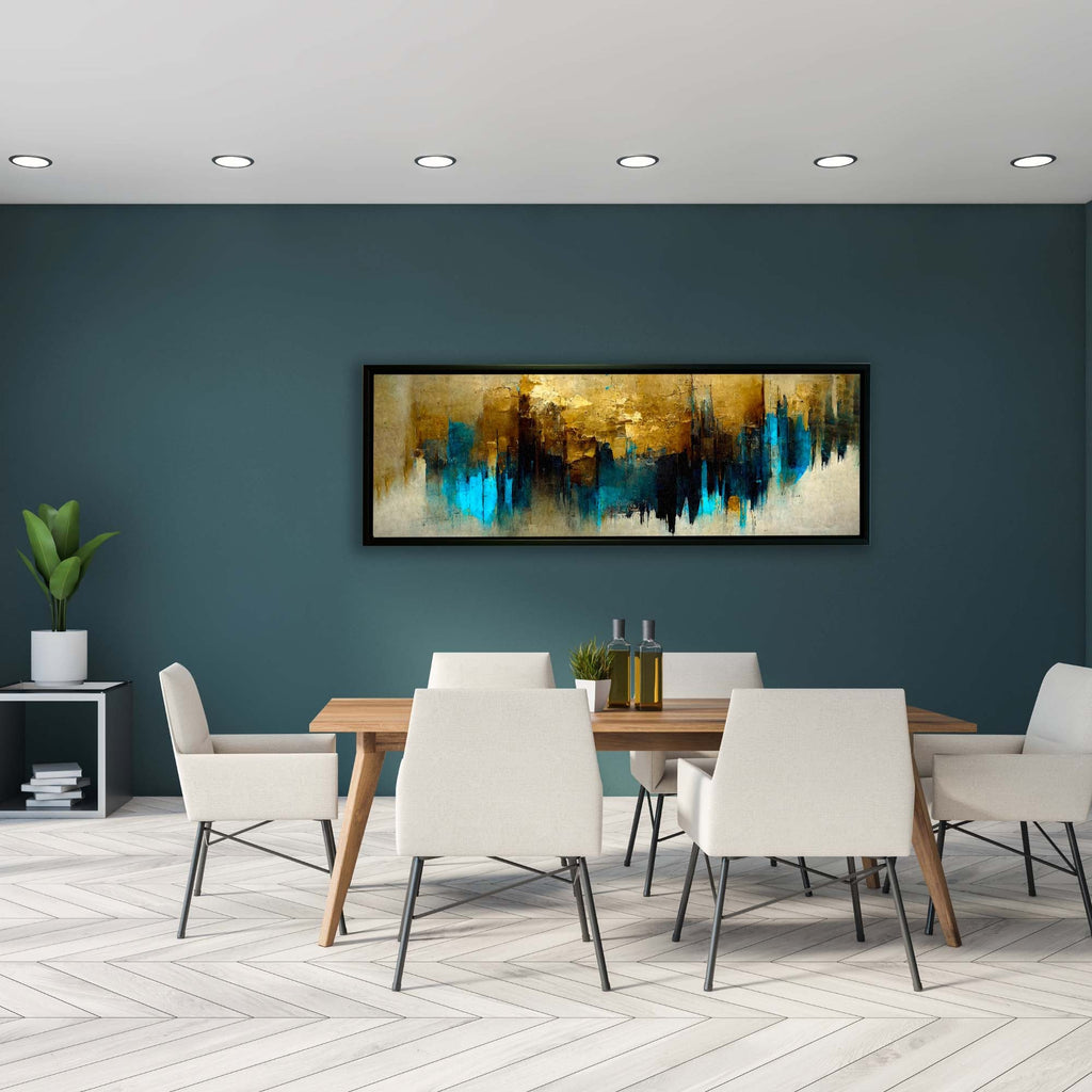 Gold and Blue Abstract-Canvas Wall art- Fine Art