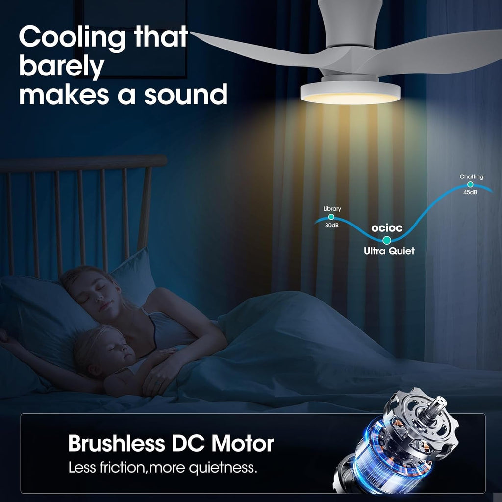 32 Inch Ceiling Fan LED Light Energy Efficient Design