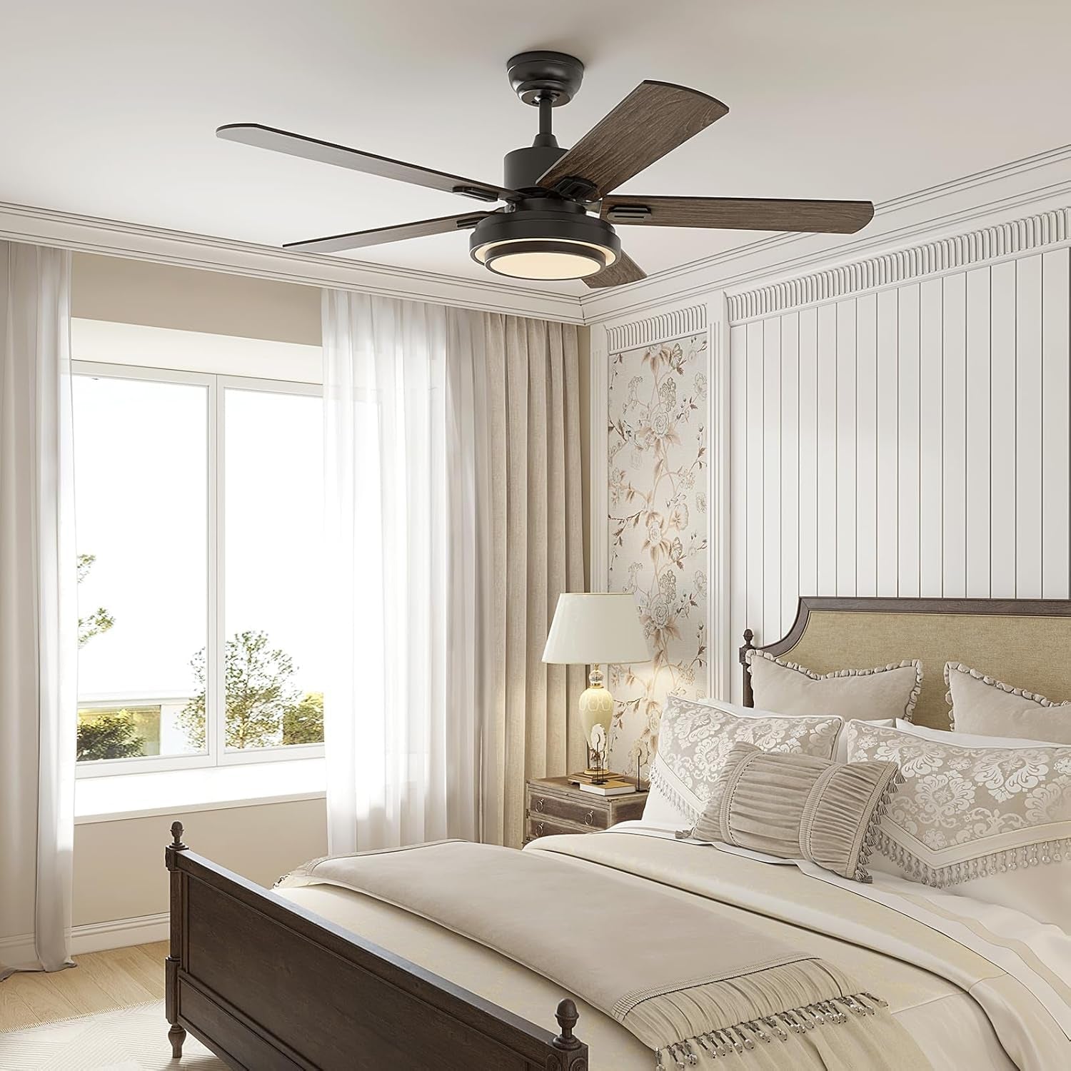 52 Inch Ceiling Fan With Light Remote Control Dimmable LED