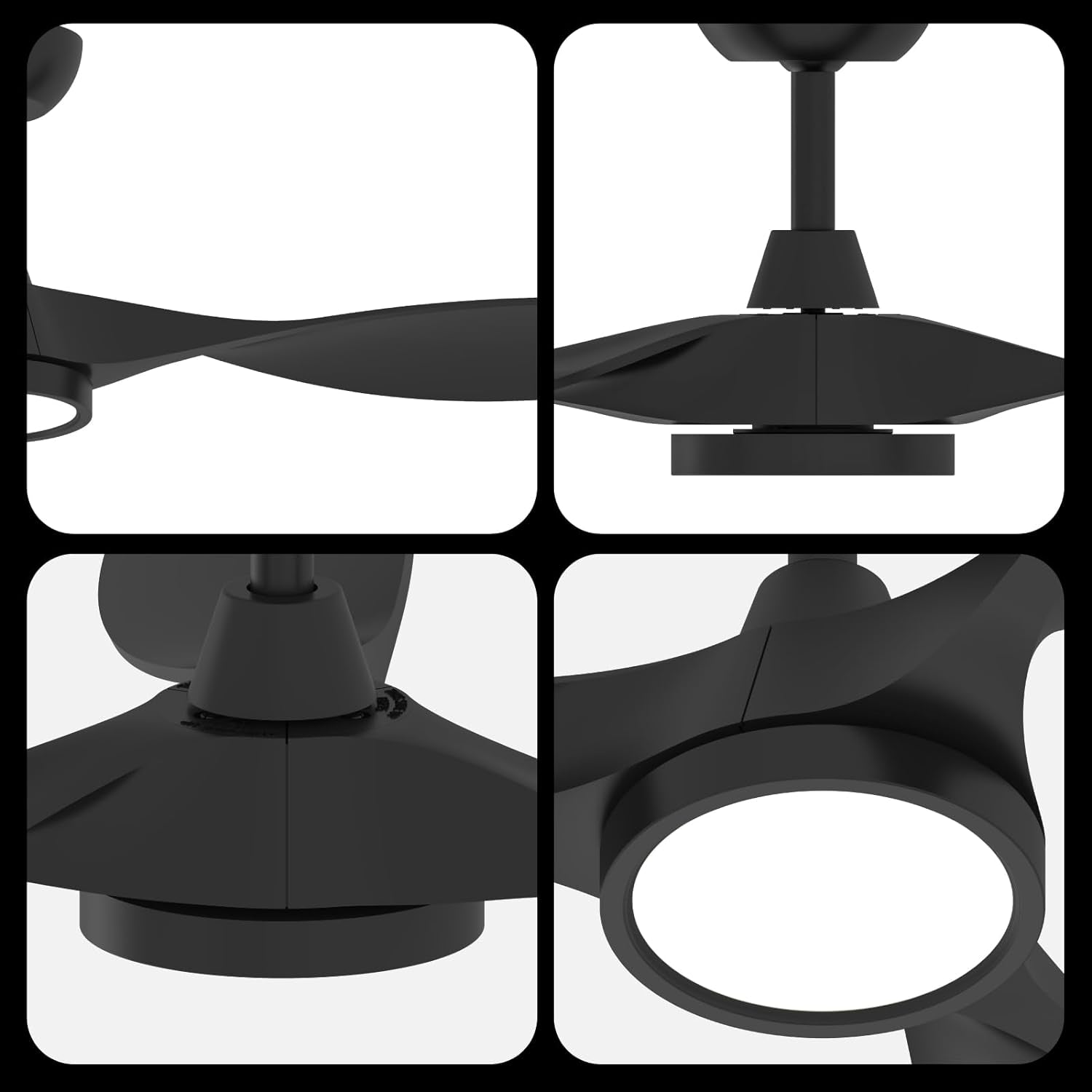 52 Inch Black Ceiling Fan With Remote And Light DC Motor