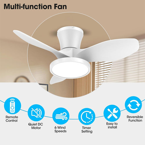 32 Inch Ceiling Fan LED Light Energy Efficient Design