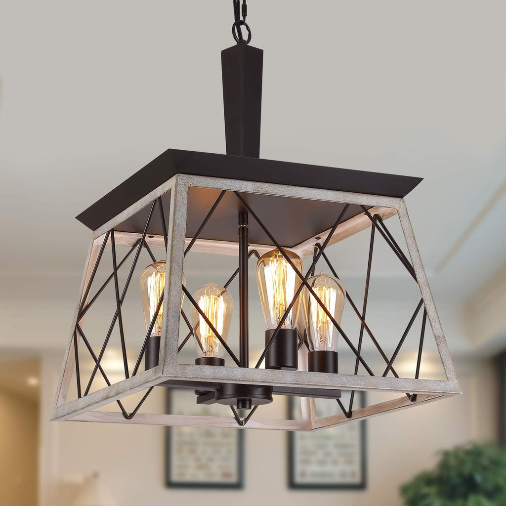 4 Light Farmhouse Vintage Chandelier White Oak Finish