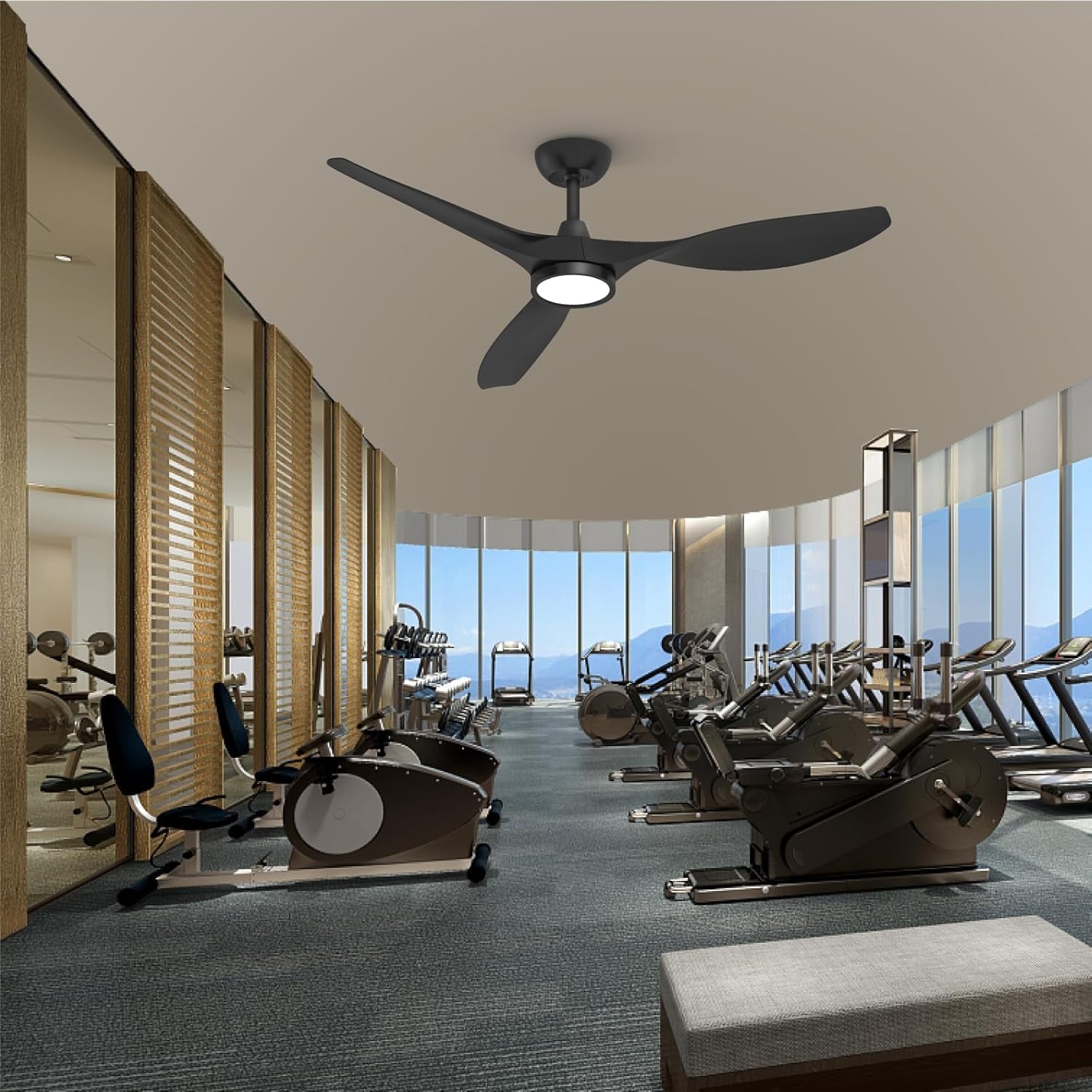 52 Inch Black Ceiling Fan With Remote And Light DC Motor