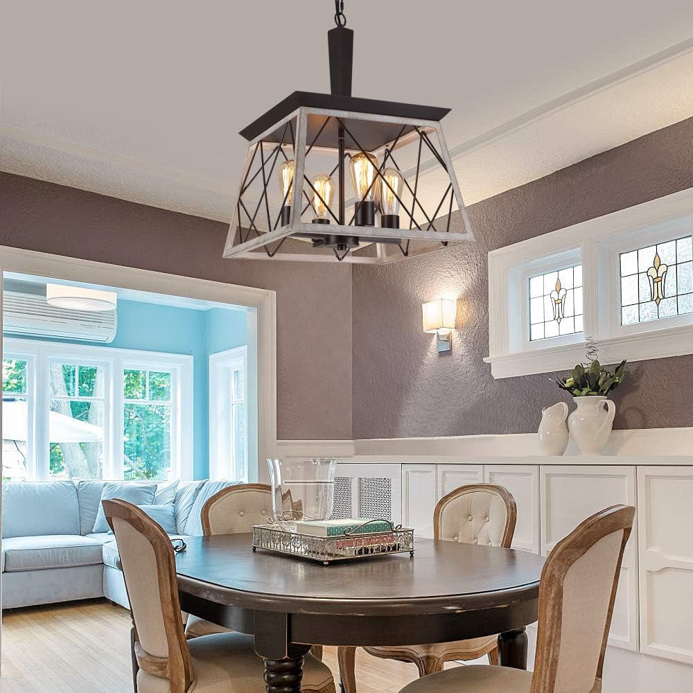 4 Light Farmhouse Vintage Chandelier White Oak Finish