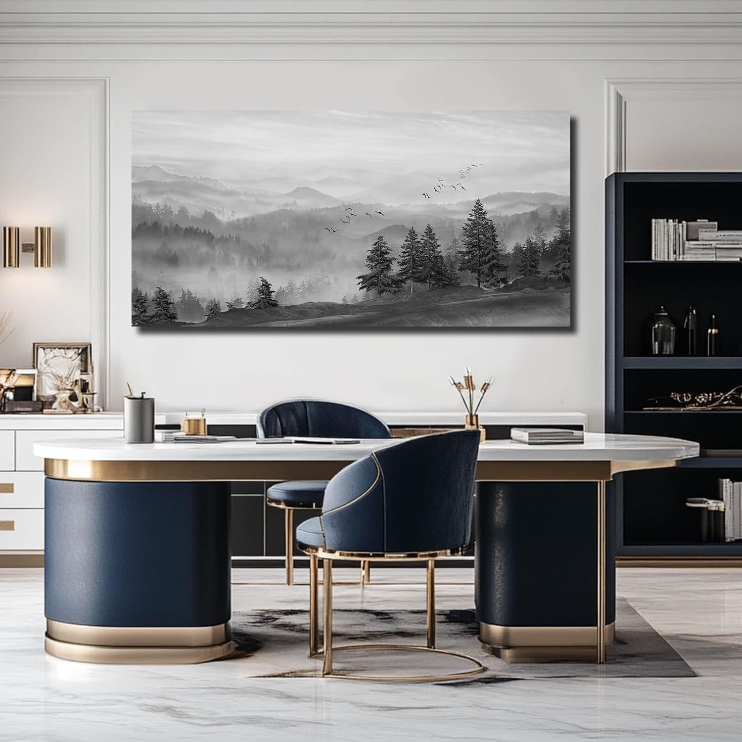 Graystone Mountain Landscape Canvas Wall Art 24x48