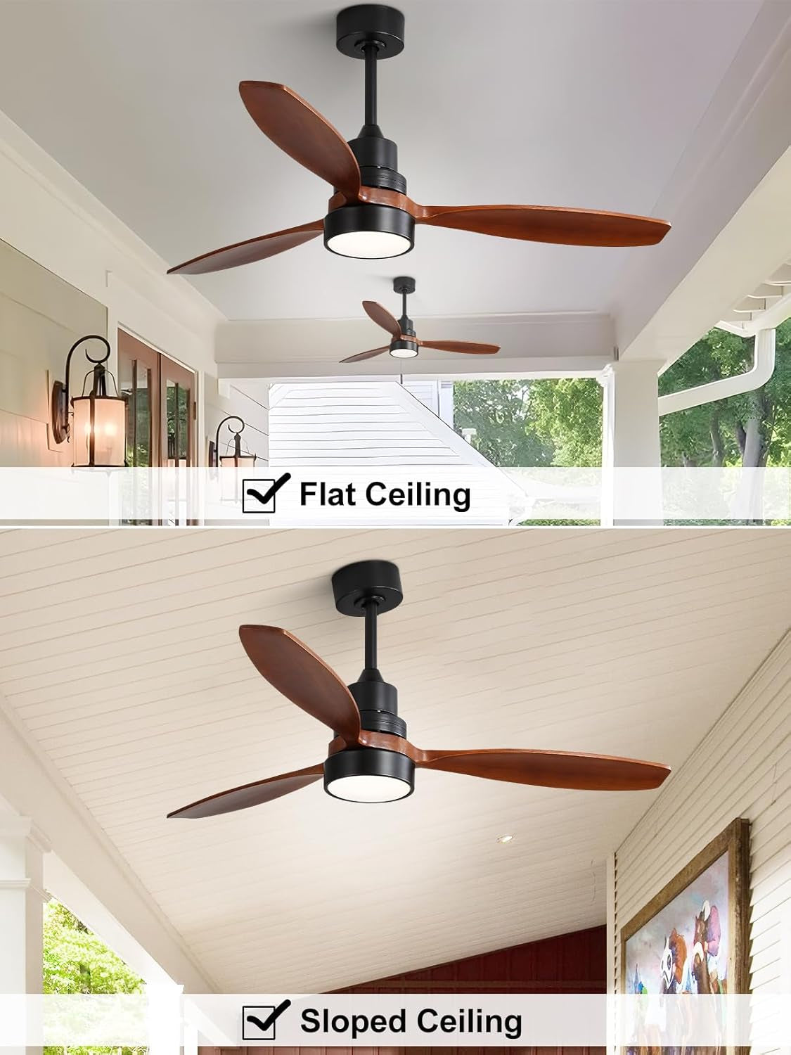 52 Inch Flush Mount Ceiling Fan With Lights Remote Control