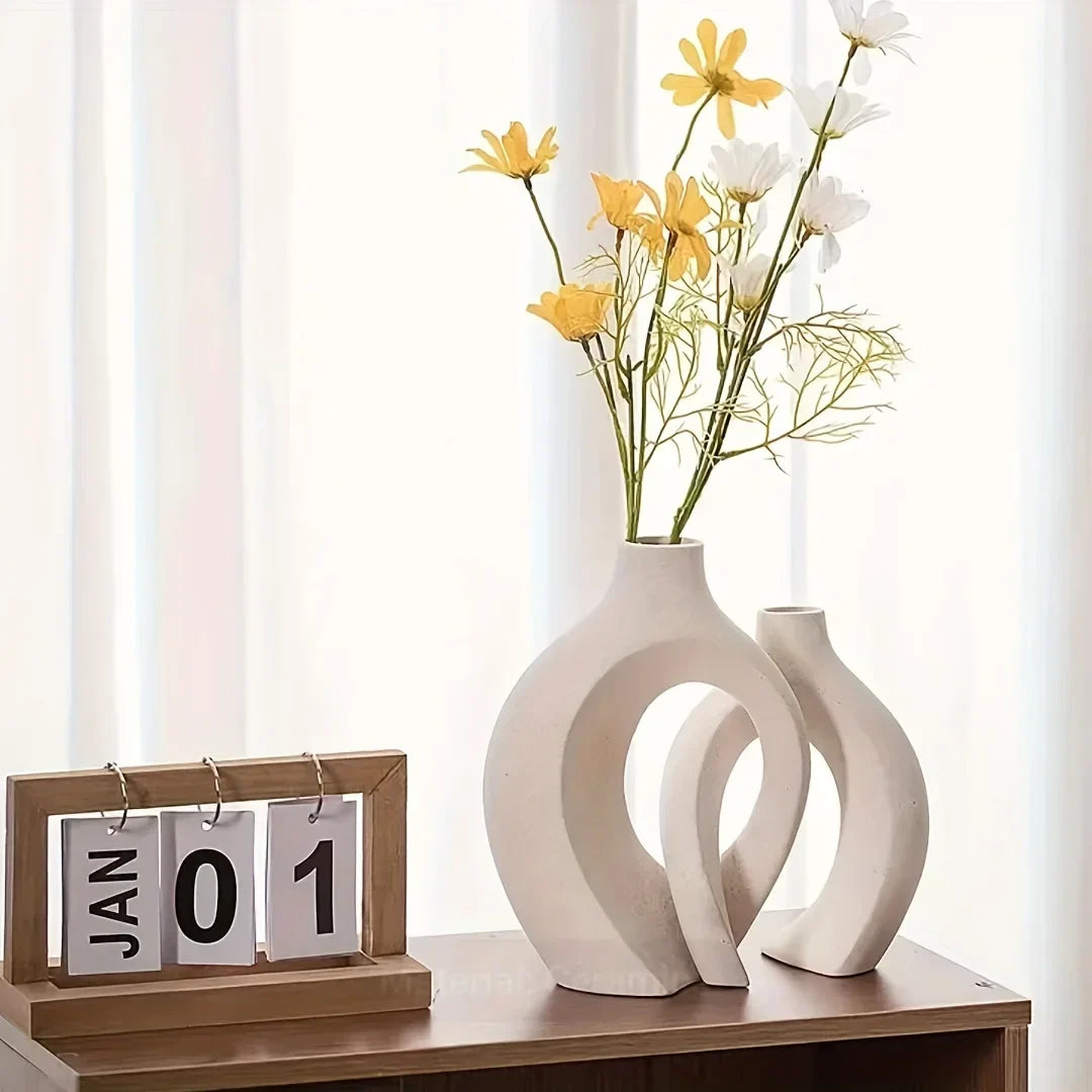 Hollow Ceramic Vase Set For Modern Decor