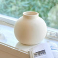 Minimalist Ribbed Ceramic Vase — Matte White Textured Collection