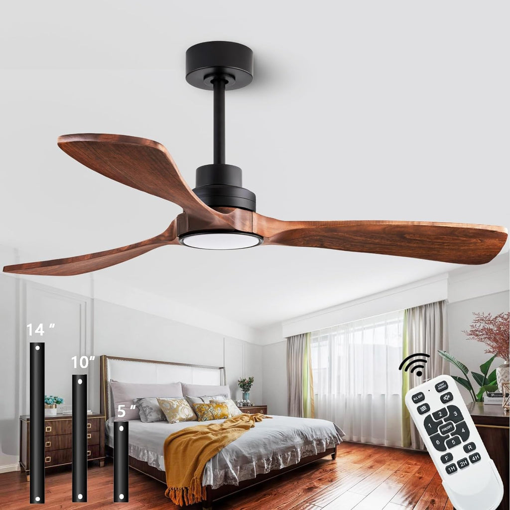 52 Inch Solid Wood Ceiling Fan With Light And Remote