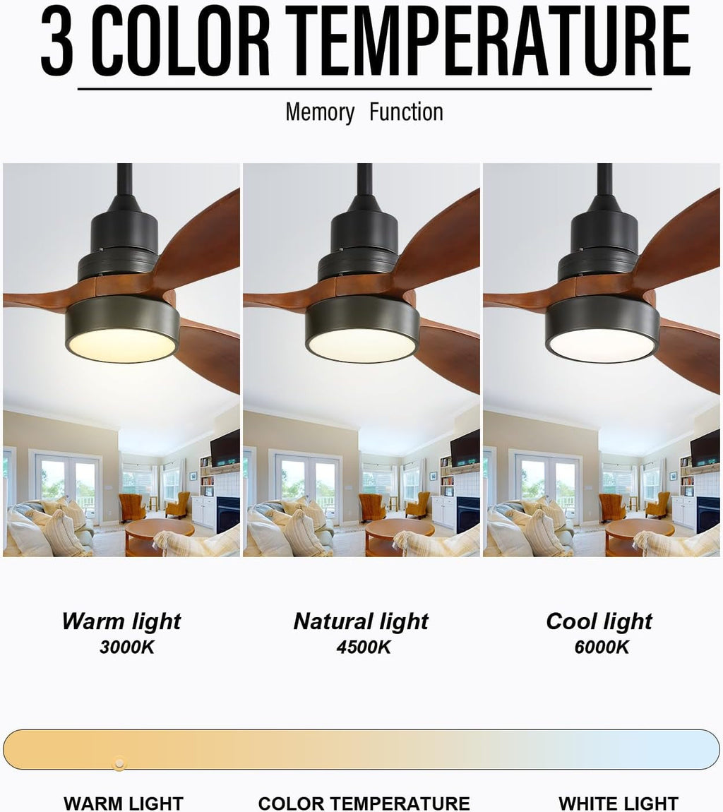 52 Inch Flush Mount Ceiling Fan With Lights Remote Control