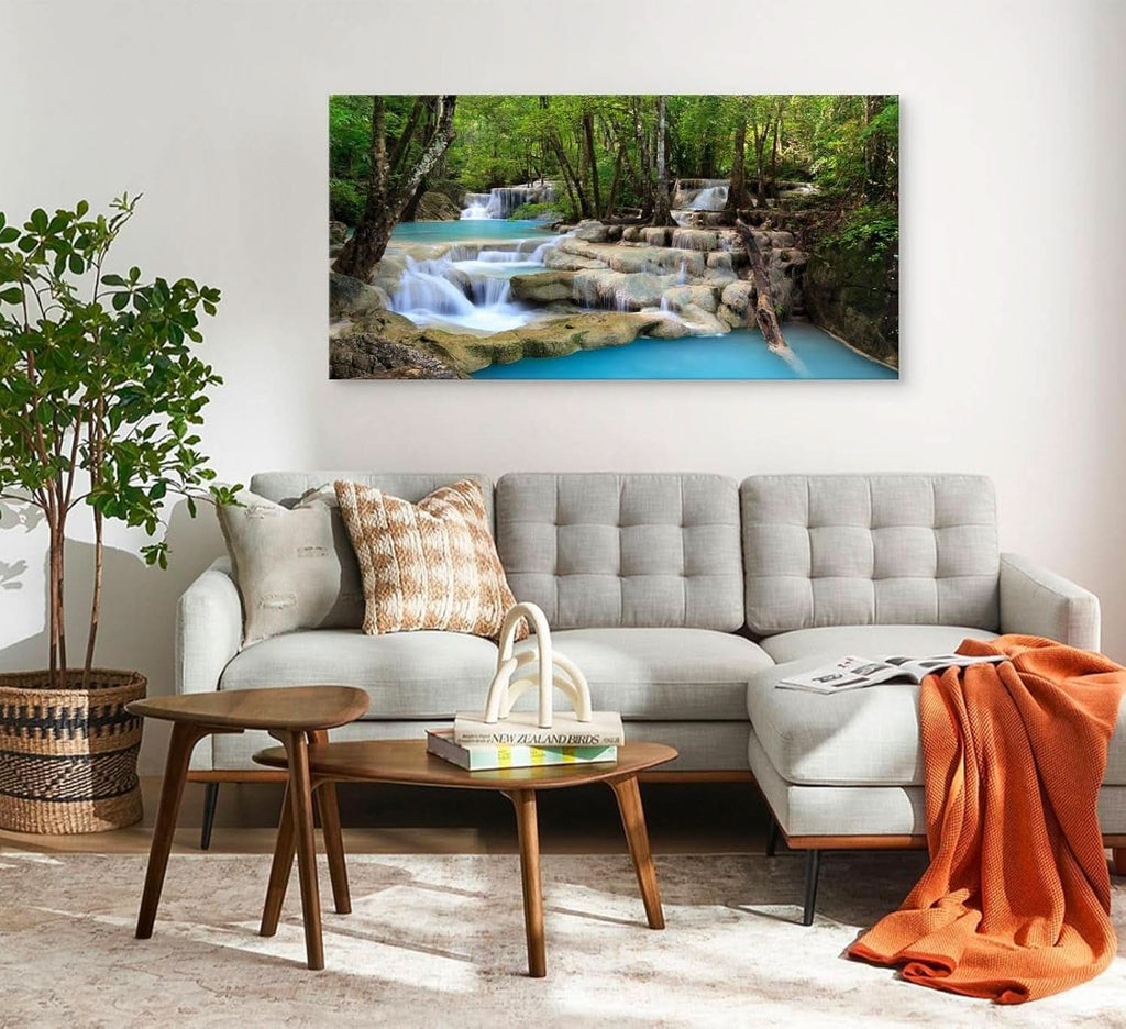 Tropical Waterfall Land scape Wall Art Canvas 71x36in