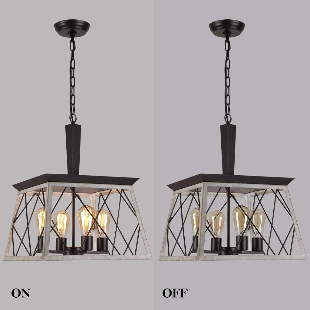 4 Light Farmhouse Vintage Chandelier White Oak Finish