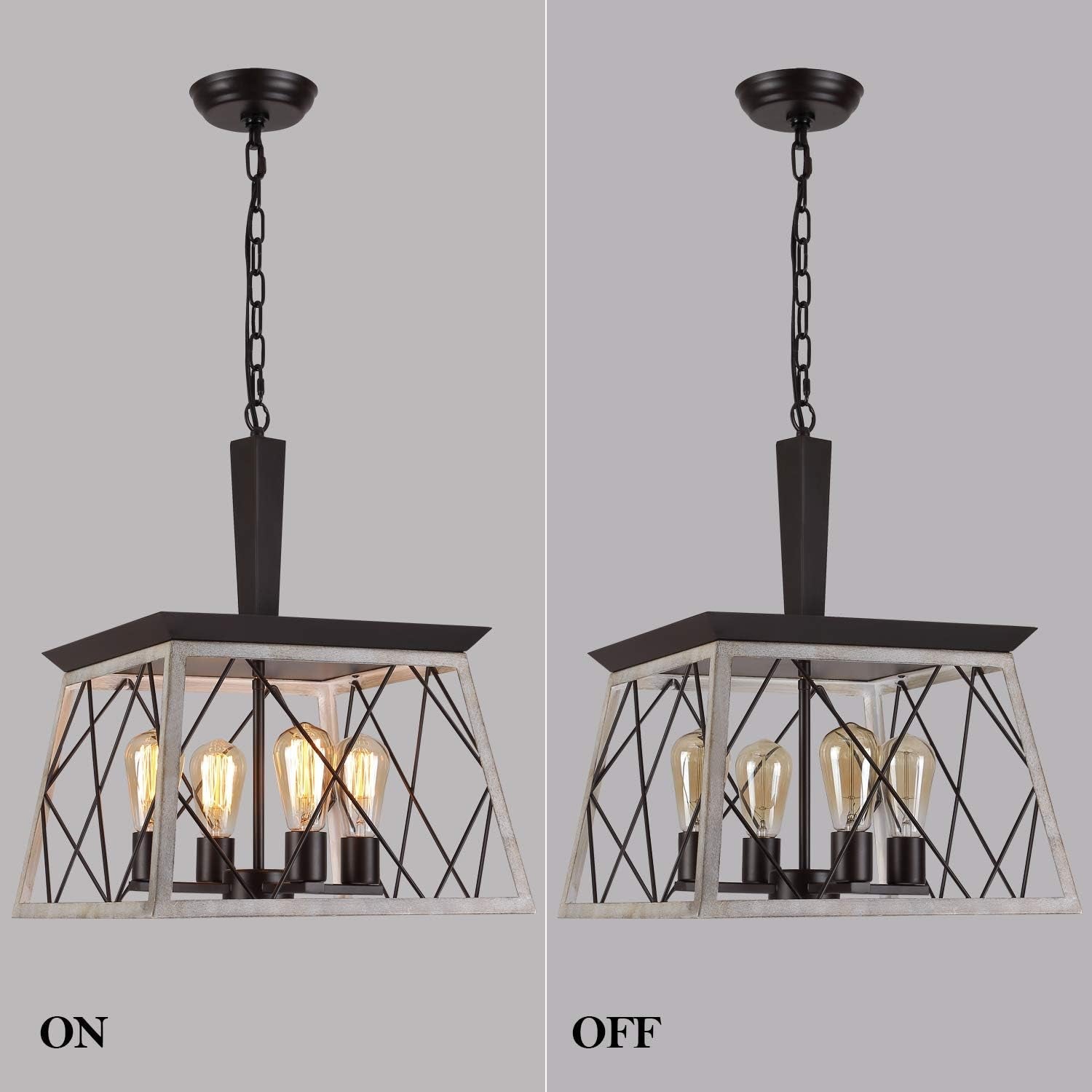 4 Light Farmhouse Vintage Chandelier White Oak Finish
