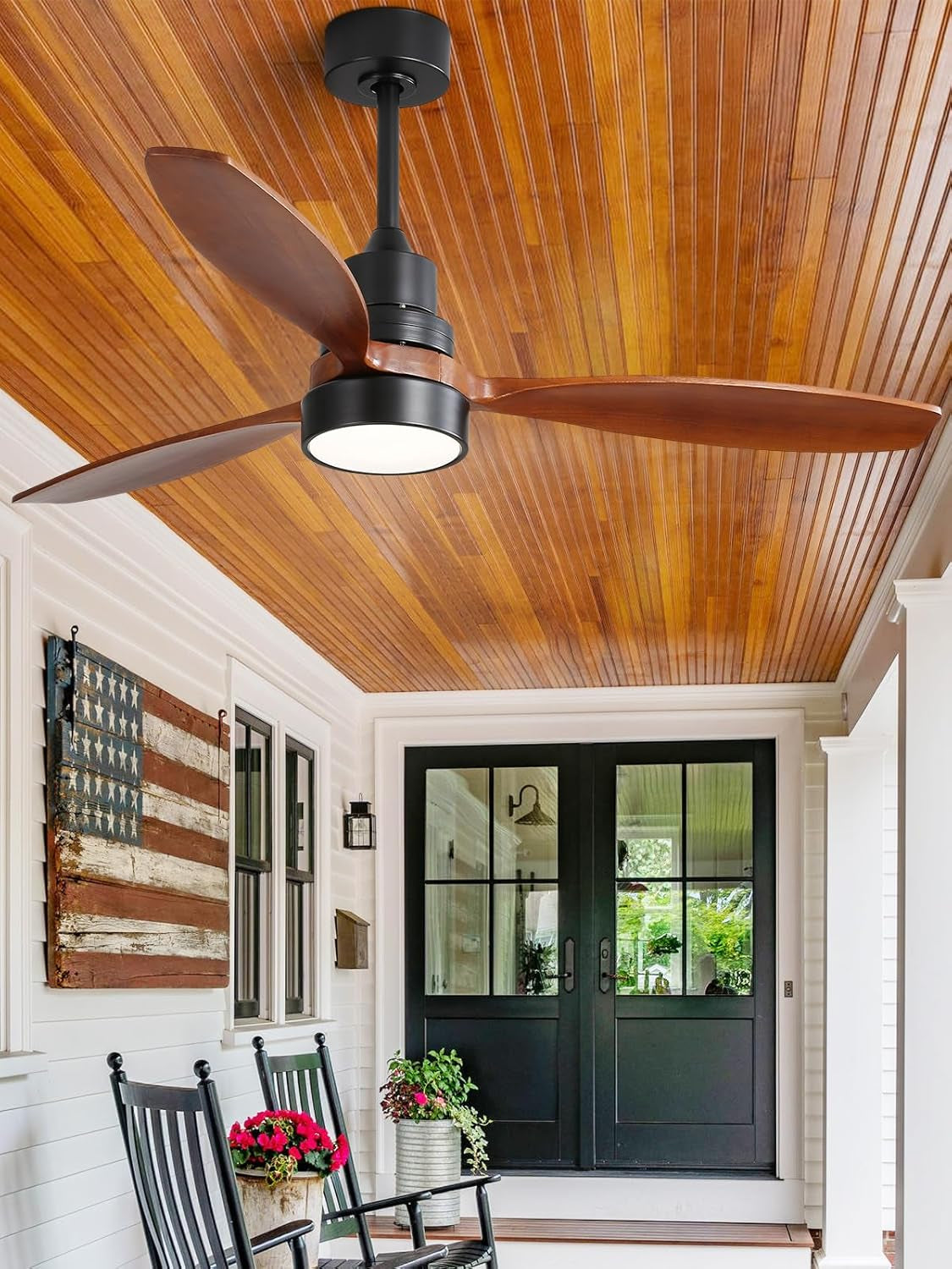 52 Inch Flush Mount Ceiling Fan With Lights Remote Control
