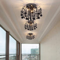 Black Crystal Flush Mount Ceiling Light 3 Light G9