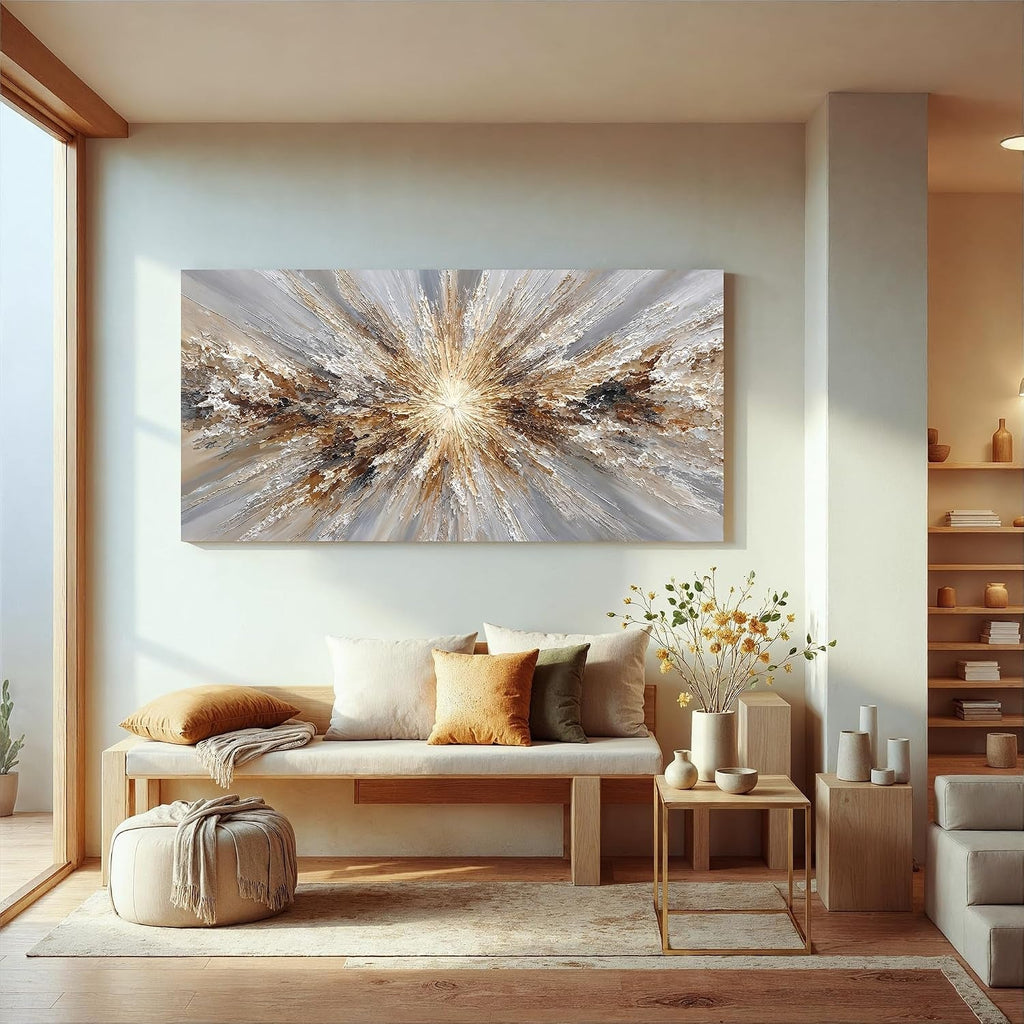 Contemporary Canvas Wall Art 20x40Inches White Brown