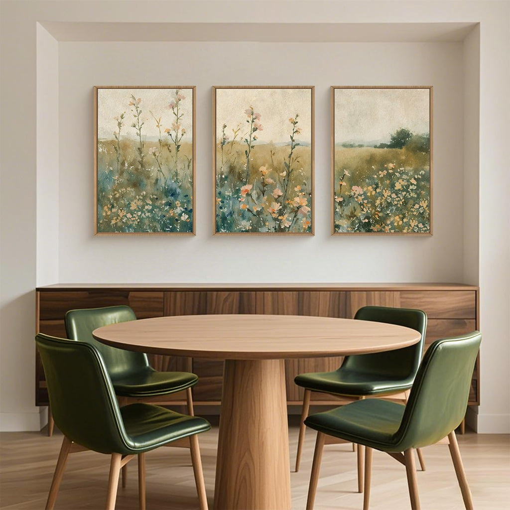 Vintage Wildflower Landscape Wall Art 24x36 Canvas