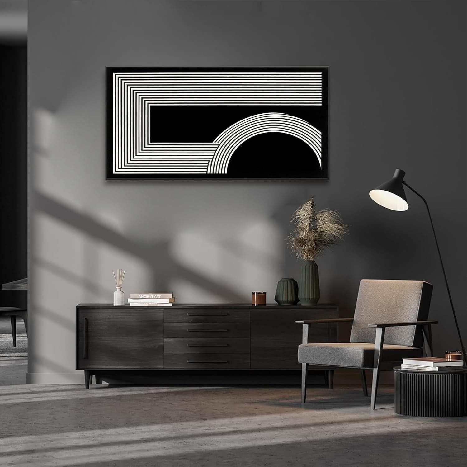 Monochrome Contemporary Canvas Wall Art 24x48 Inches